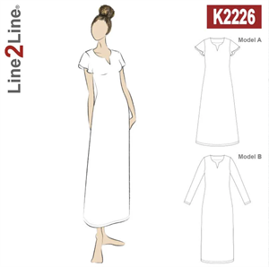 Line2Line snitmønster - K2226 Maxi kjole med vingeærme